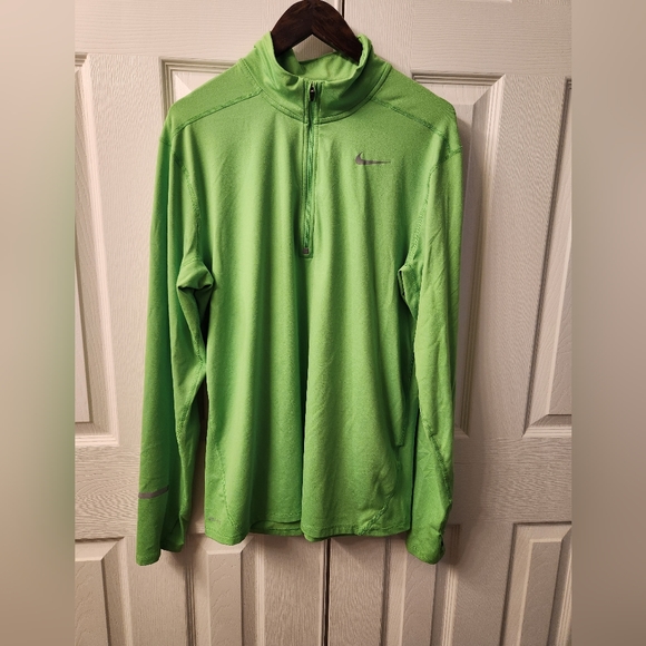 Nike Running Dri-Fit Green Long Sleeve 1/4 Zip Top Size: L - Picture 2 of 5